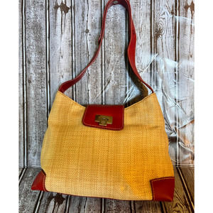 Liz Claiborne Straw & red  medium shoulder purse